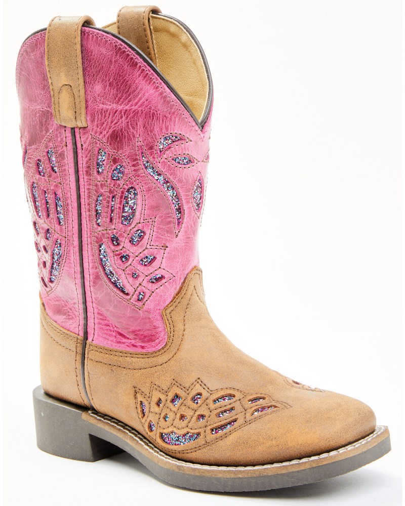 Shyanne Girls' Chloe Glitter Western Boots - Square Toe | Pink