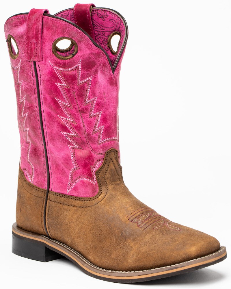 Shyanne Little Girls' Lainie Western Boots - Square Toe | Brown/pink