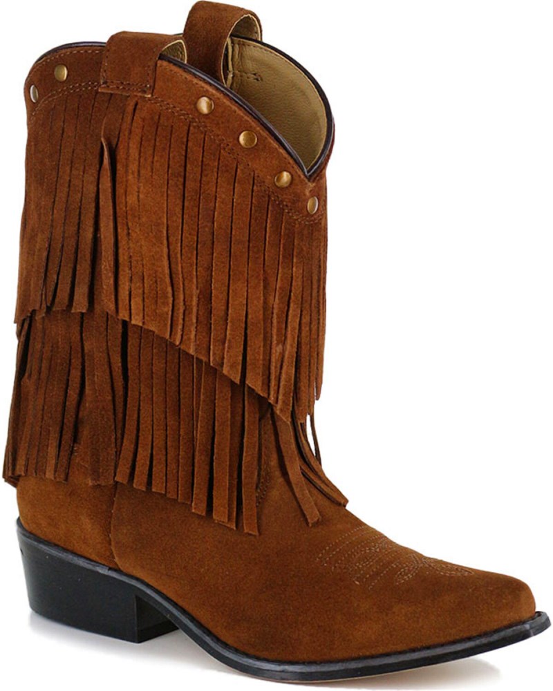 Shyanne Girls' Fringe Snip Toe Western Boots | Brown