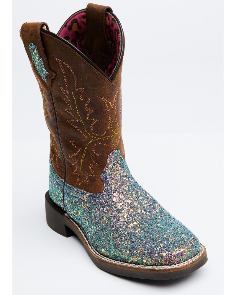 Shyanne Girls' Glitterama Western Boots - Broad Square Toe | Brown