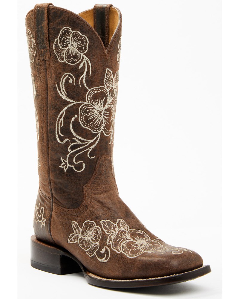 Shyanne Women's Lasy Western Boots - Broad Square Toe | Brown
