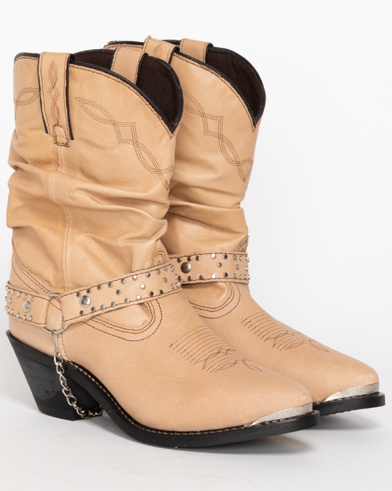 Shyanne Women's Tanya Slouch Harness Fashion Boots - Round Toe | Tan