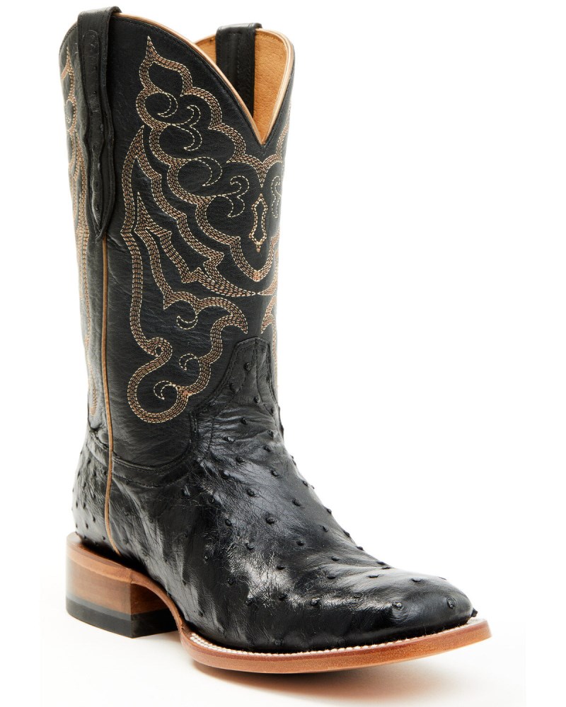 Shyanne Women's Kacie Exotic Ostrich Western Boots - Broad Square Toe | Black