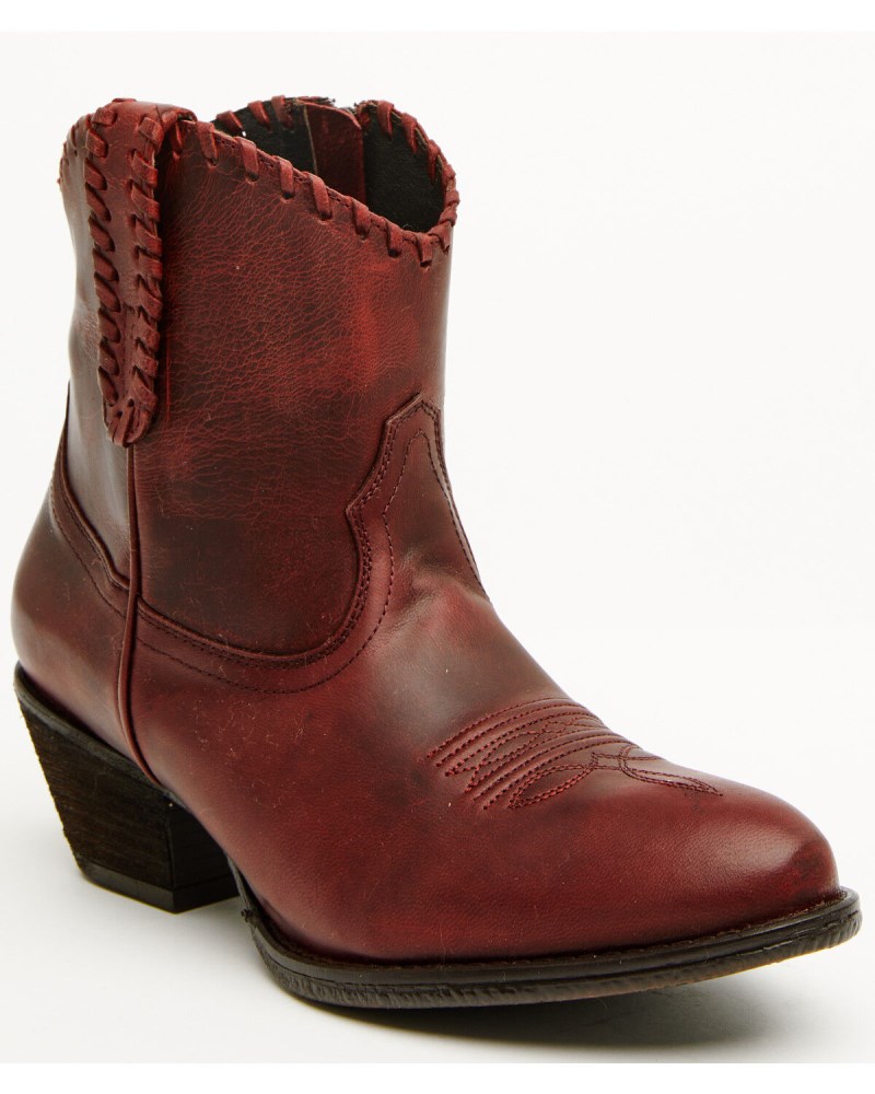Shyanne Women's Sawyer Omaha Goat Western Fashion Booties - Round Toe | Red