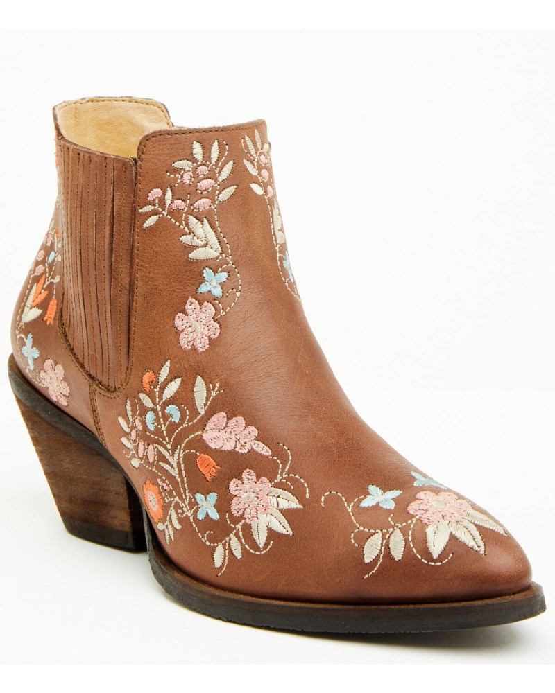 Shyanne Women's Didi Floral Booties - Round Toe | Brown