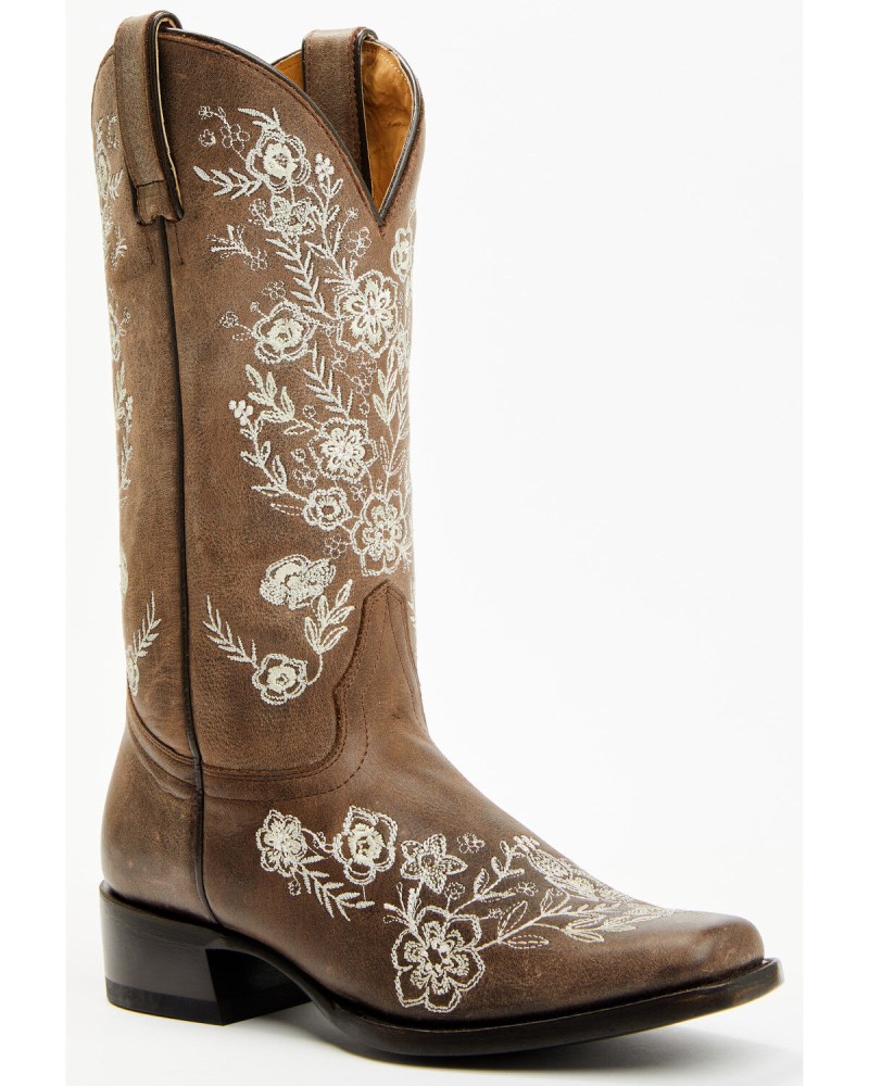 Shyanne Women's Wildflower Western Boots - Square Toe | Chocolate