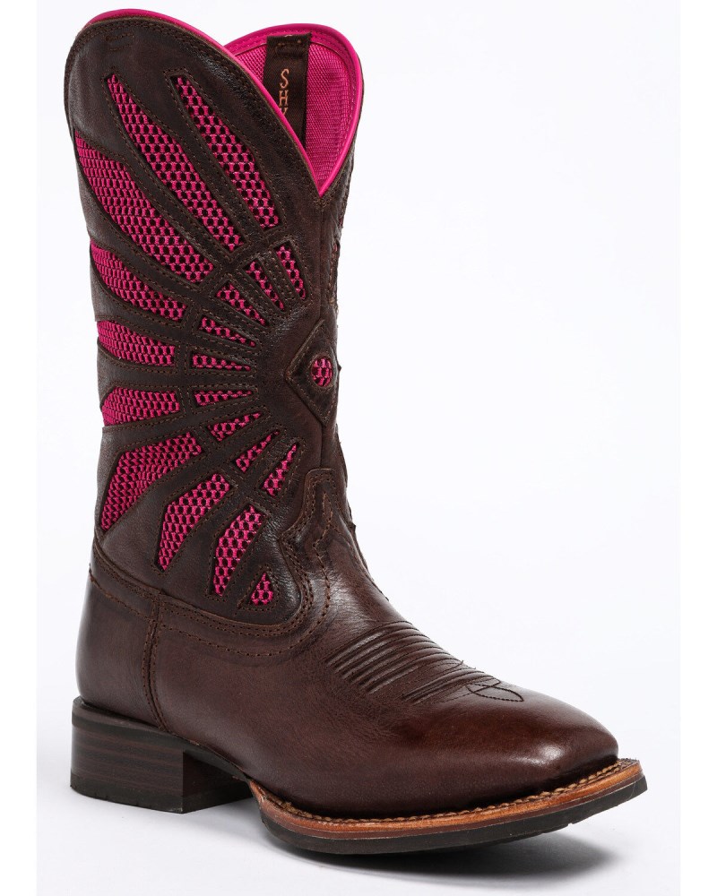 Shyanne Women's Xero Gravity Mesh Panel Western Boots - Square Toe | Brown/pink