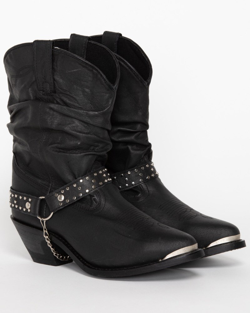 Shyanne Women's Tammye Slouch Harness Fashion Boots - Round Toe | Black