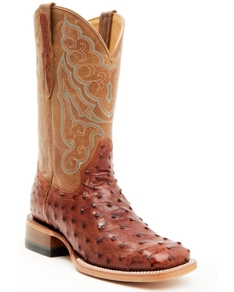 Shyanne Women's Brandie Exotic Ostrich Western Boots - Broad Square Toe | Brown