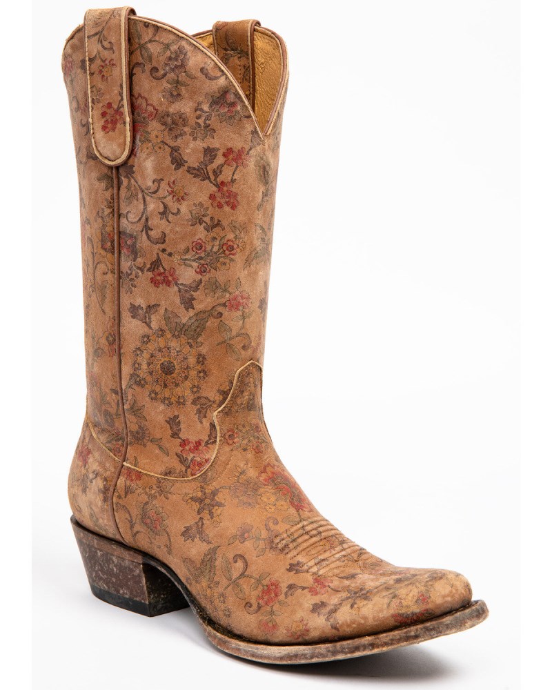 Shyanne Women's Estampada Ochre Kimono Western Boots - Round Toe | Brown