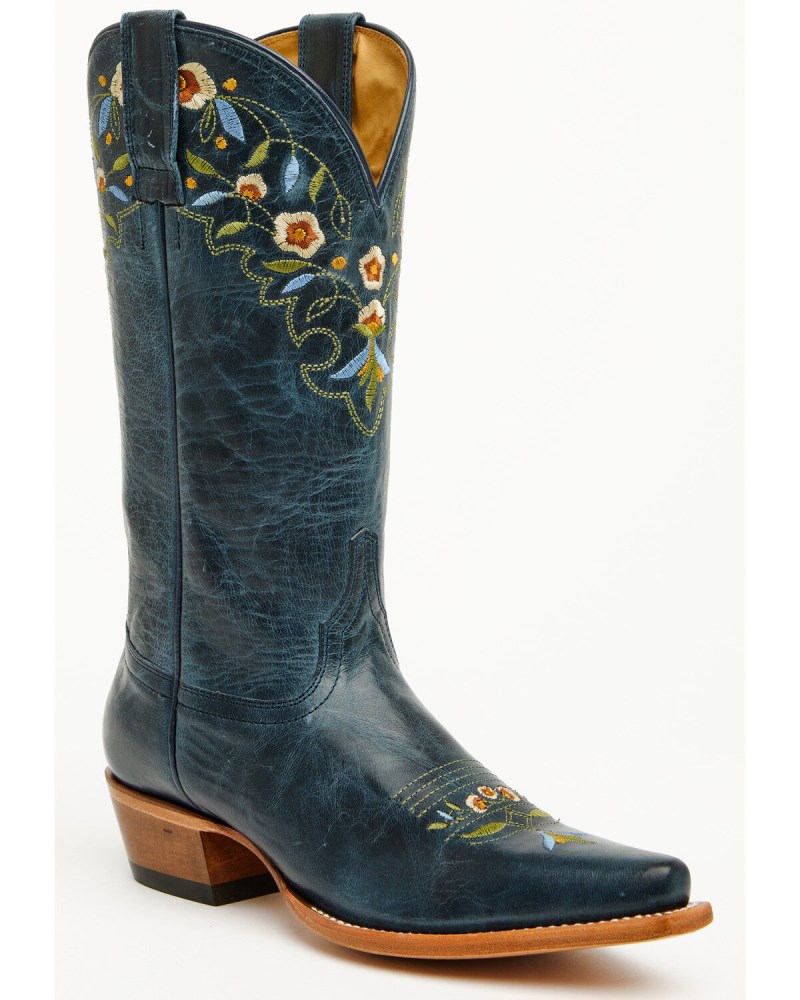 Shyanne Women's Stephanie Floral Western Boots - Snip Toe | Navy