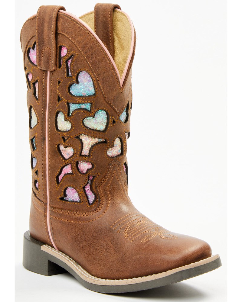 Shyanne Girls' Mi Amor Glitter Inlay Western Boots - Broad Square Toe | Rainbow