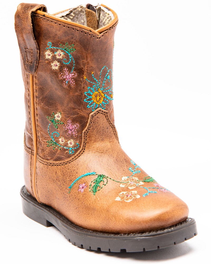 Shyanne Toddler Girls' Floral Western Boots - Square Toe | Brown