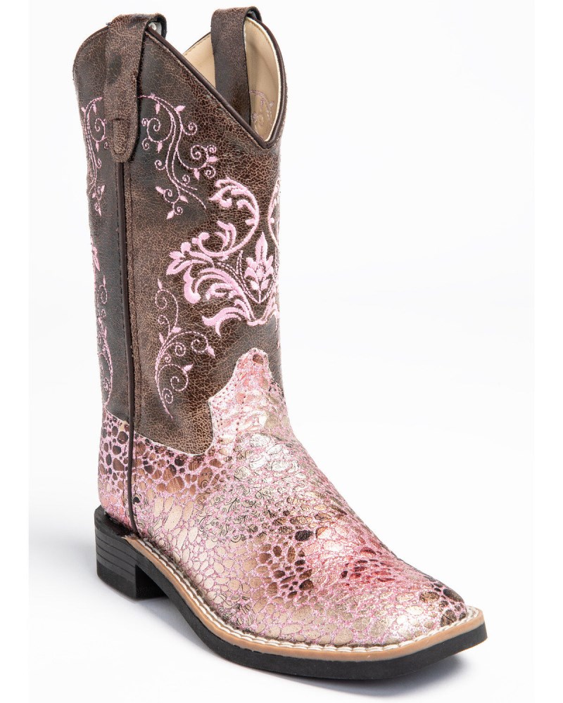 Shyanne Girls' Aria Faux Leather Western Boots - Square Toe | Pink
